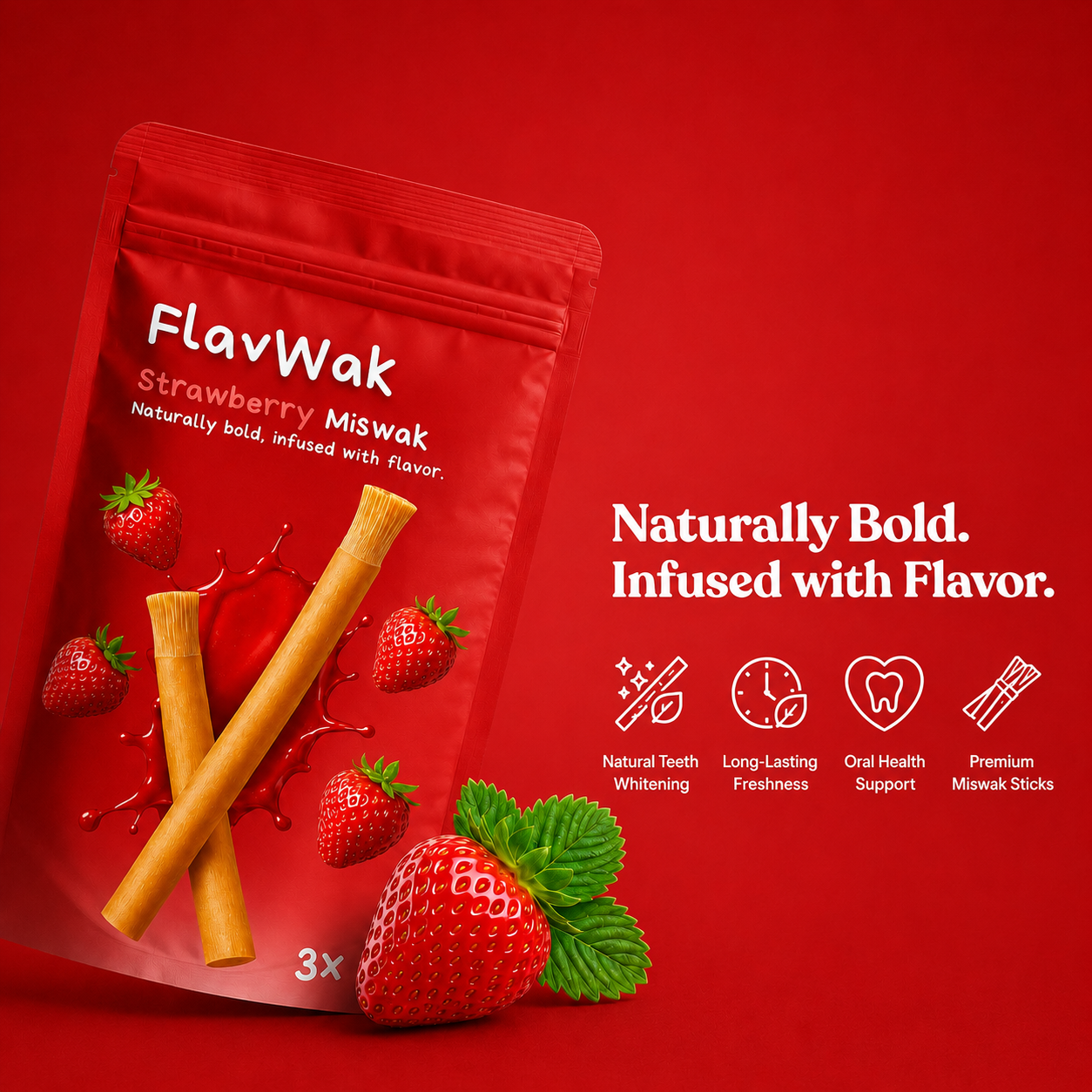 One Pack Strawberry Miswak